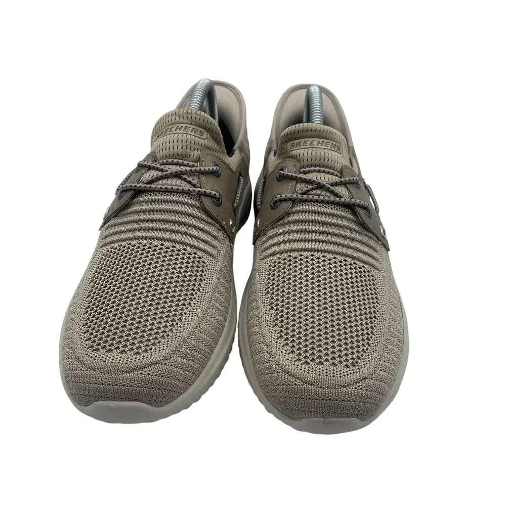Skechers Knit Slip-Ins Garza Gervin Boat Sneaker Taupe Mens 7.5